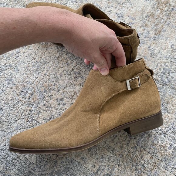 Mens\'s Zara Beige Suede Nubuck SideBuckle Ankle Boots Size 42 US 9 REF: 5603 202 main image 8